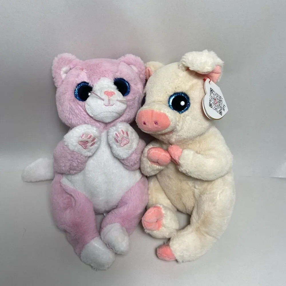 Ty Beanie Bellies Penelope Pink Pig and Lilibelle Pink White Cat Kitty Lot of 2